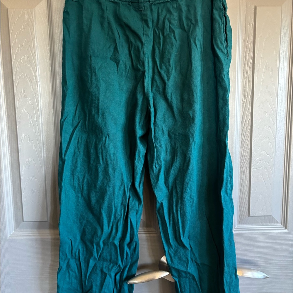 J. Jill Teal Wide Leg Linen Stretch Pants